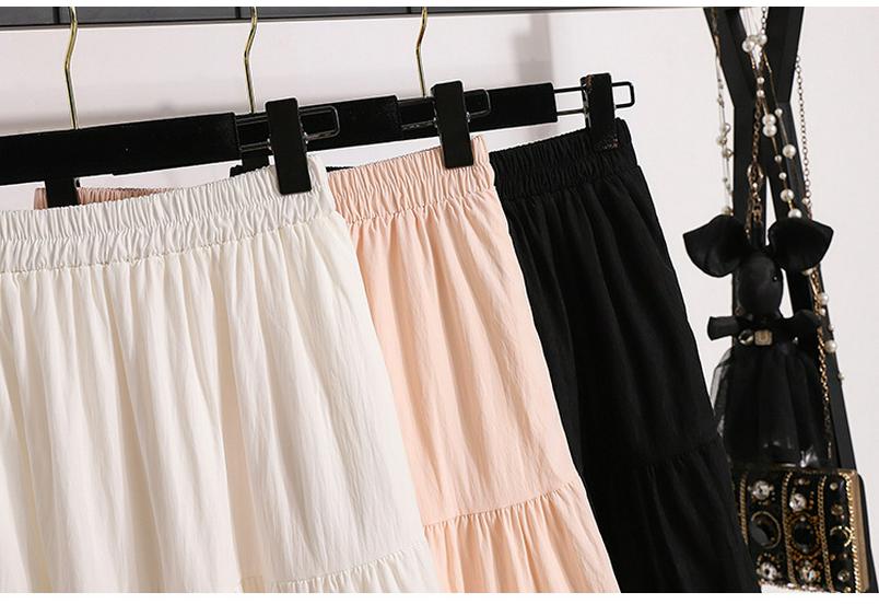 Plus Size Pink Summer A-Line Skirt with Sweet, Slimming Waist-Cinched Layers