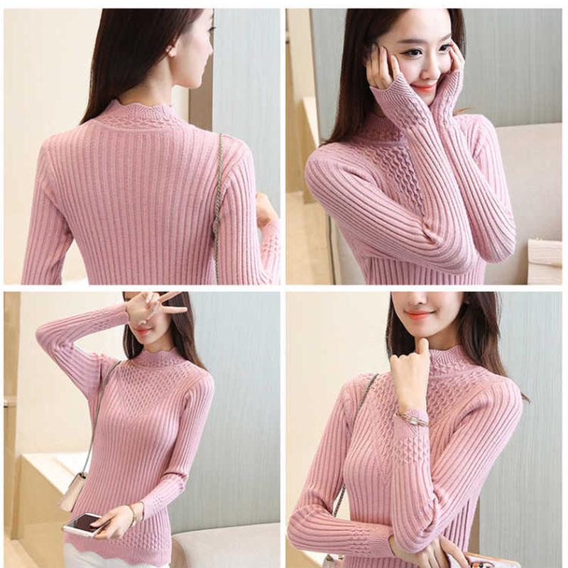 Women's Sweaters High Elastic Turtleneck Sweater Winter Slim Sexy Bottoming Basic Knit Pullover Jumper