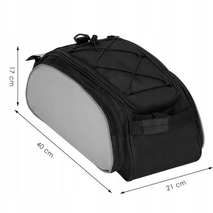 Fahrradtasche SPRINGOS® 21x40cm mit Griff, 14L wasserabweisend - Schwarz/Grau