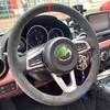 ized suede Style Car Steering Wheel Cover for Mazda MX-5 2015- MX5 ND Hand-Stitched black Steering Wheel Wrap