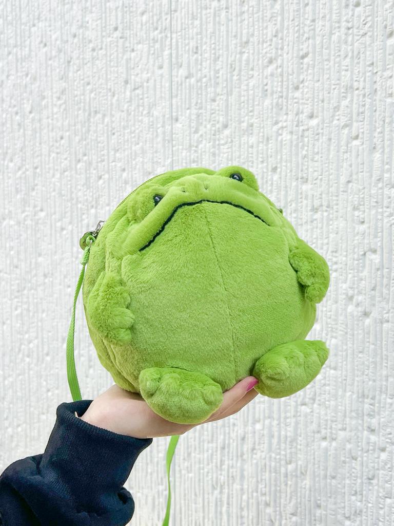 Cute Frog Plush Crossbody Bag Soft Animal Shaped Shoulder Bag Lightweight Daily Unisex Gift