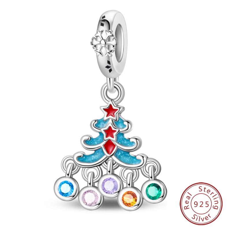 925 Silver Snowflake Snowman Penguin Charm Pendant Winter Jewelry Gift For Women DIY Birthday Present