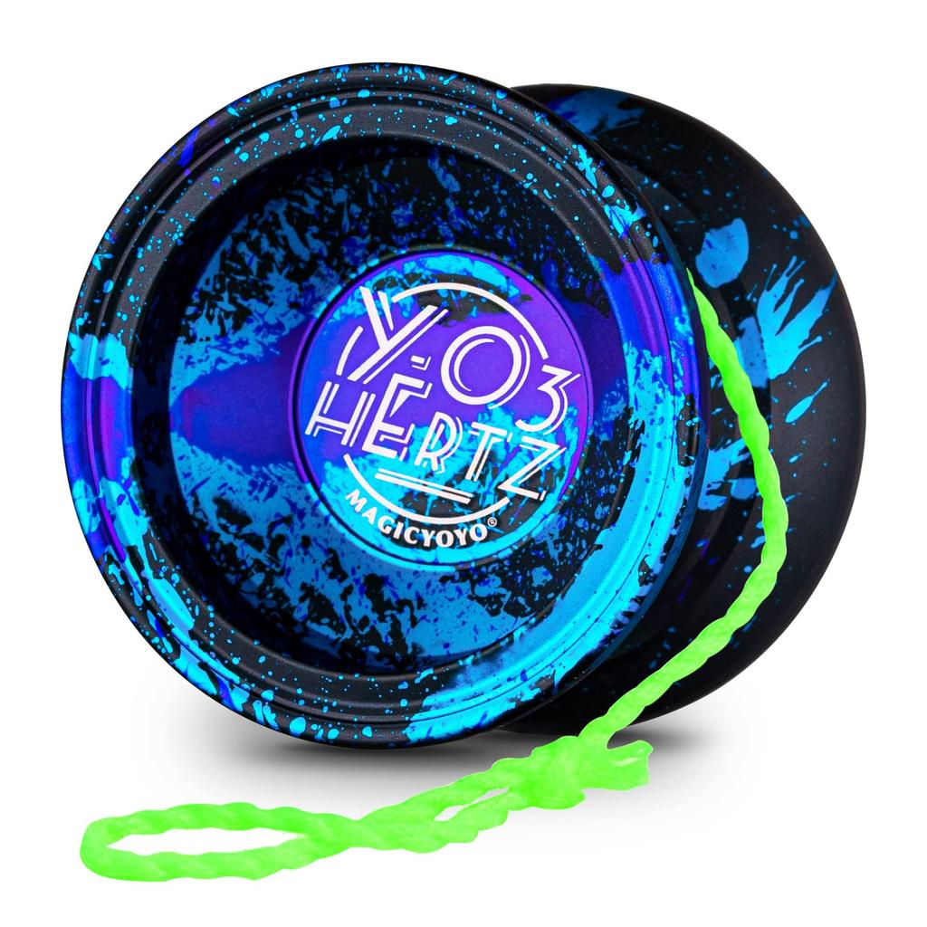 Professional Yo-Yo Y03-Hertz Yo-Yo Ball for Intermediate To Advanced Players + 5 Spare Yo-Yo Strings + Yo-Yo Holder + Gloves (3 Acid Colors)