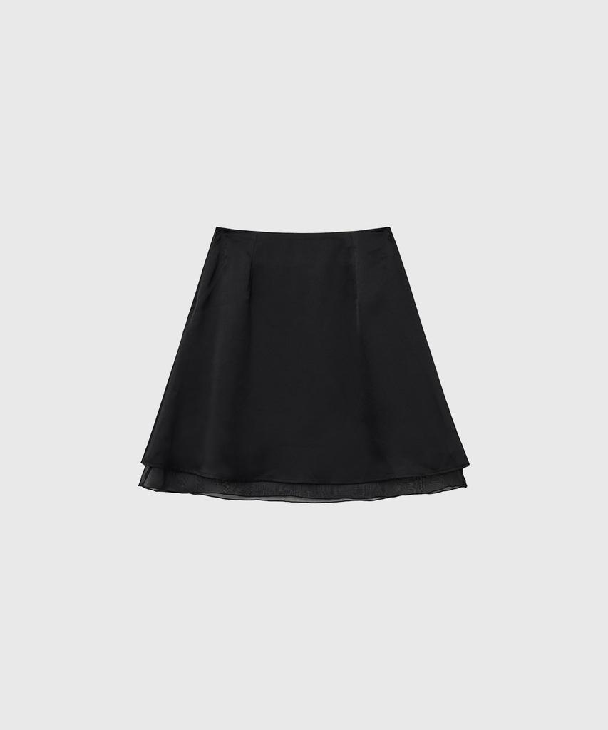General Idea Satin Layered Skirt [Black] / Gf2Lsk504