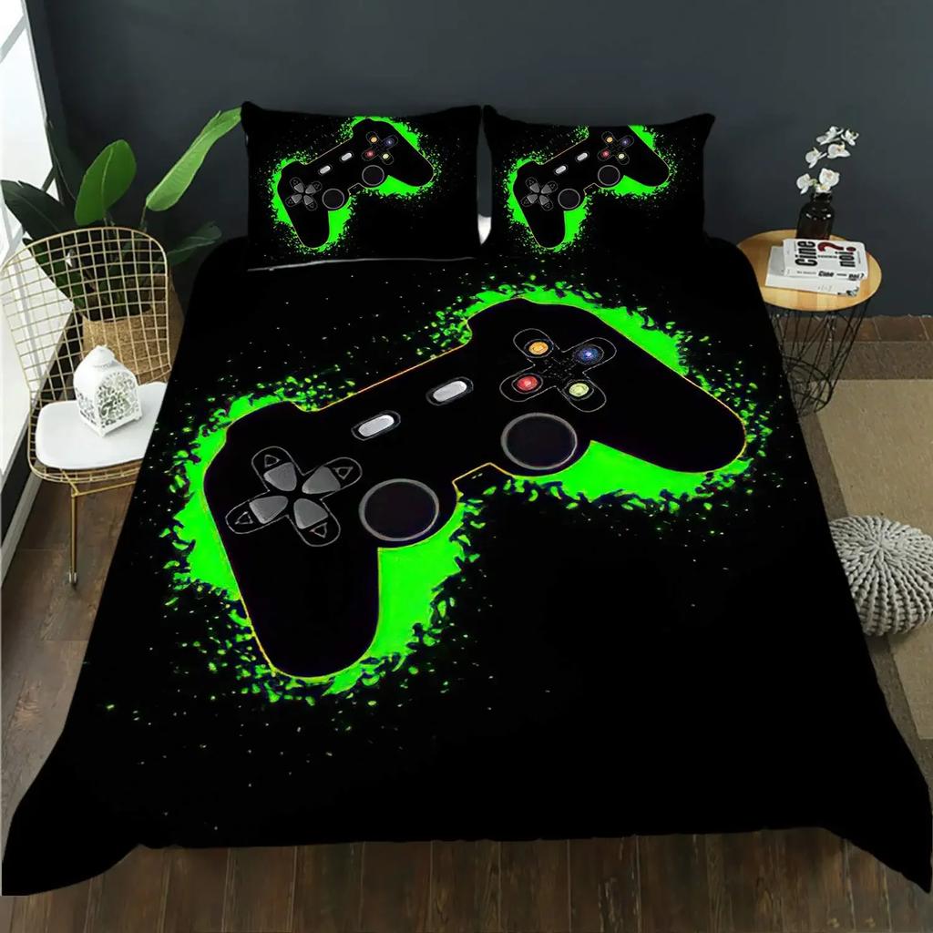 Gamepad Comforter Cover Bedding Set Teens Video Duvet Cover for Youth Kids Boys Modern Controller Bedspread Queen/King Size