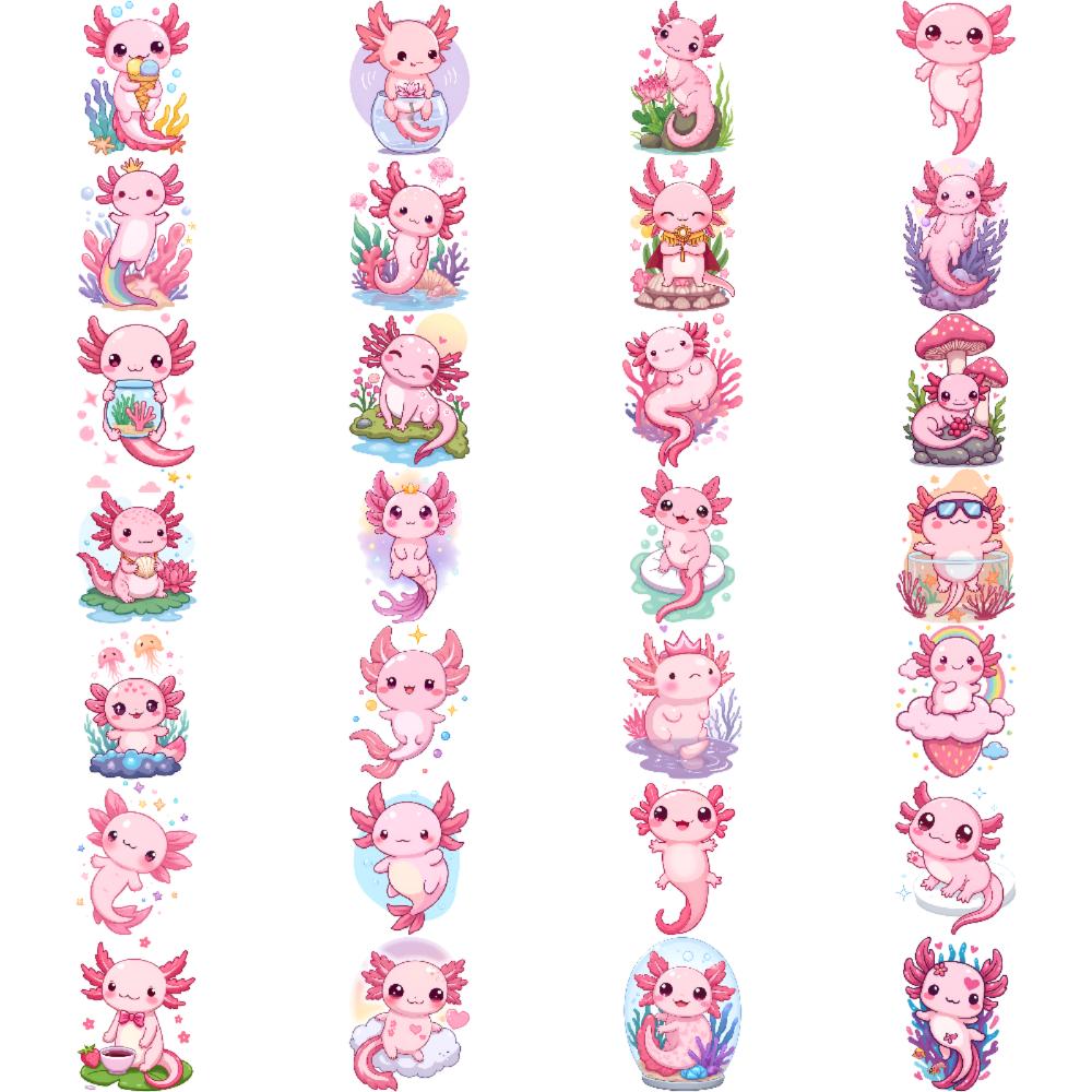 28pcs Temporary Tattoo Cartoon Axolotl Cartoon Cute Axolotl Temporary Tattoo Stickers For Arms Shoulders Adults