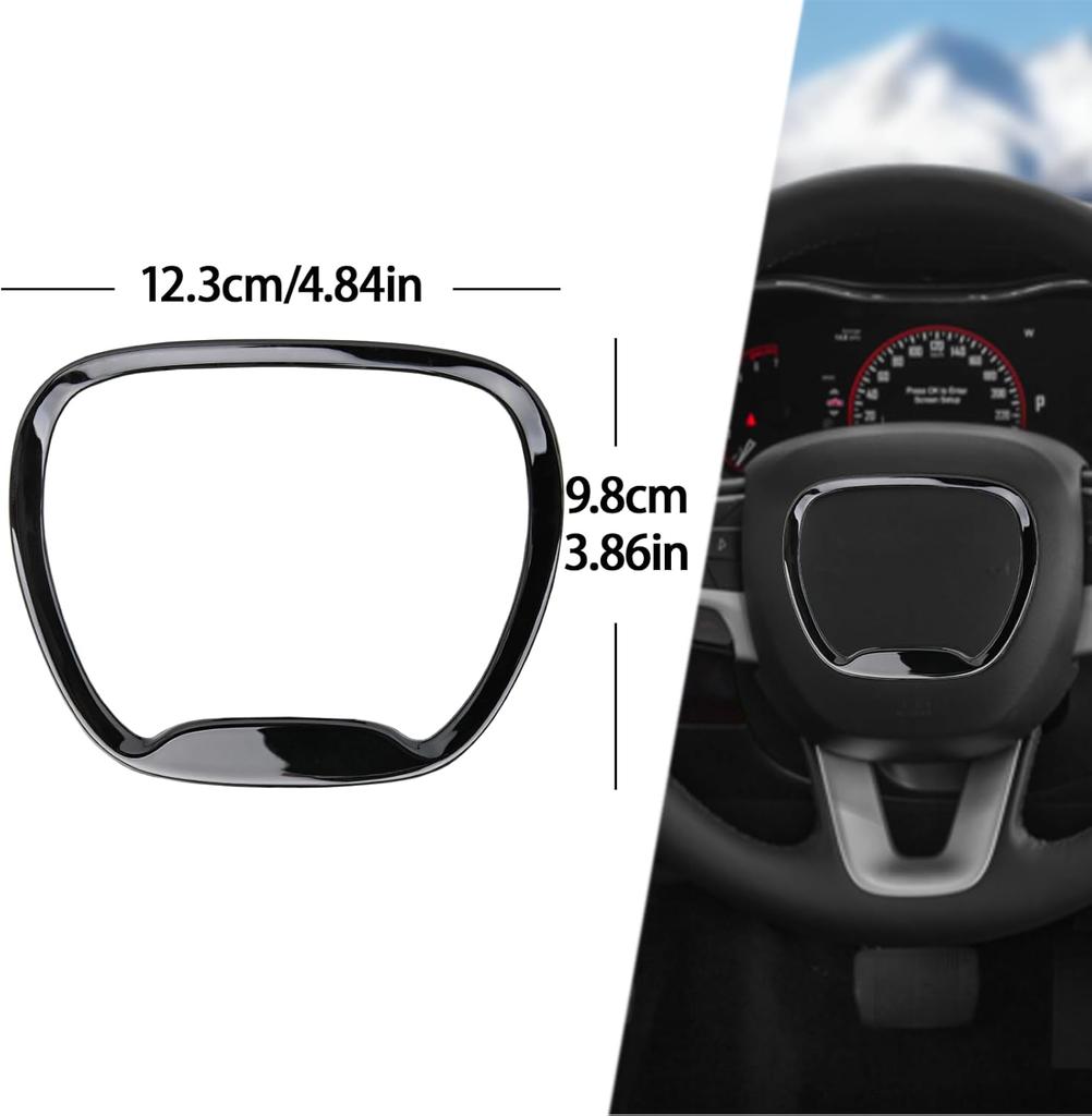 Central Control Steering Button Frame Trim Compatible with Dodge Challenger Durango 2015-2025, Car Interior Decoration Accessories (Black)