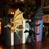 Fantasy Home Office Supplies Double Dragon Bookends, Vintage Flying Bookshelf Decor, Stable Heavy Duty Book Support Sculpture Stopper for Shelves,