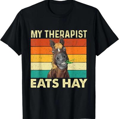 My Therapist Eats Hay - Retro Vintage Horse Lover Equestrian T-Shirt