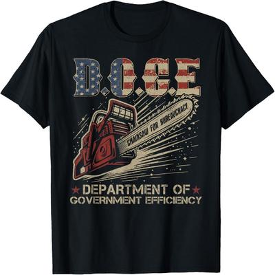 Kettensäge für Bürokratie Lustiges D.O.G.E DOGE USA Flagge T-Shirt