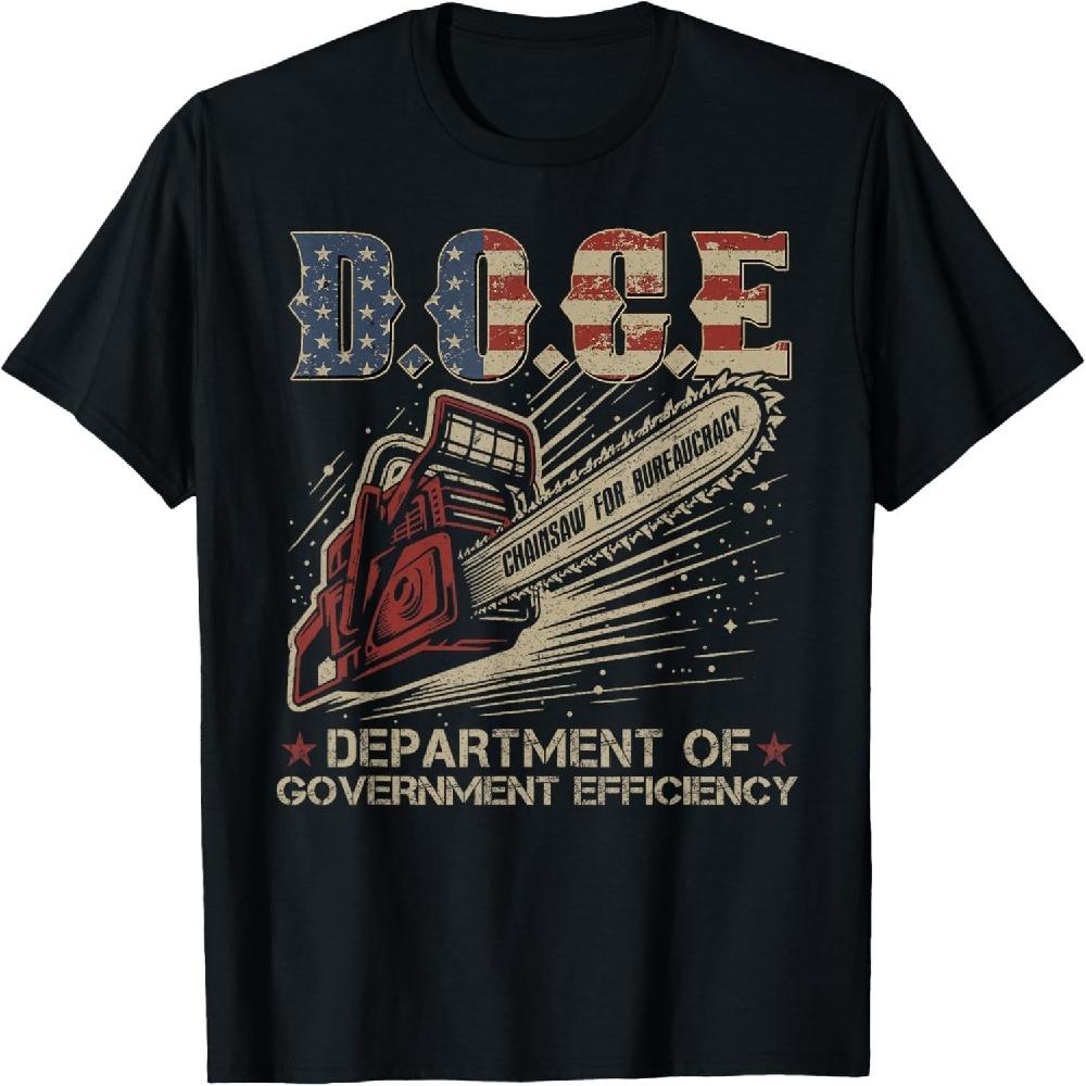 Chainsaw For Bureaucracy Funny D.O.G.E DOGE USA Flag T-Shirt XXXXXL чёрный