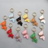 Car Hanging Ornament Key Chain PU Leather French Bulldog Key Chain Creative Gift Bag Charm Pendant Decoration
