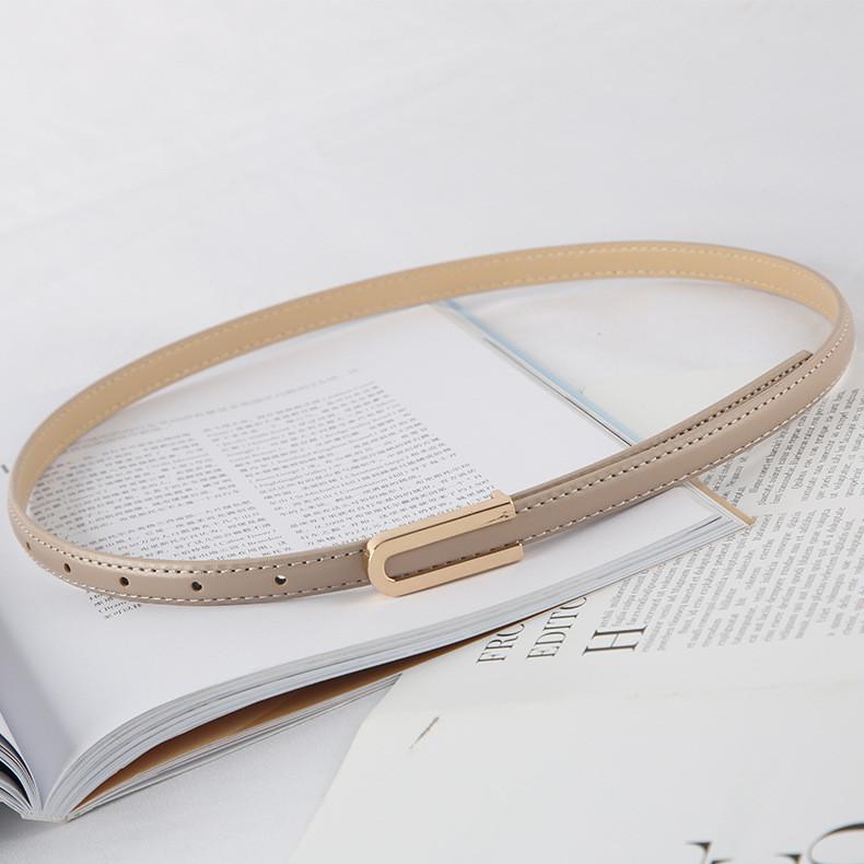 Leather Thin Pu Womens Waist Belt Metal Buckle Trousers Jeans Decoration With