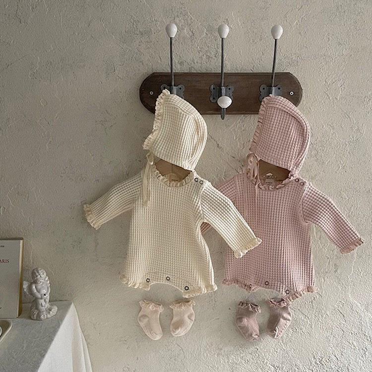 Koreansk babyvaffel-romper - Nyfødt- og småbarnsbody for vår/høst