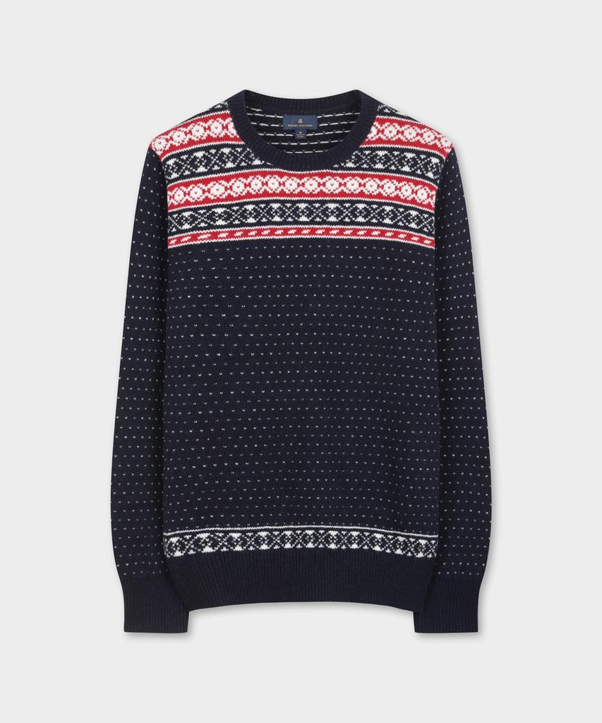 BROOKS BROTHERS Wool Holiday Fair Isle Crewneck Sweater (Multi) (Bbwrmff403)