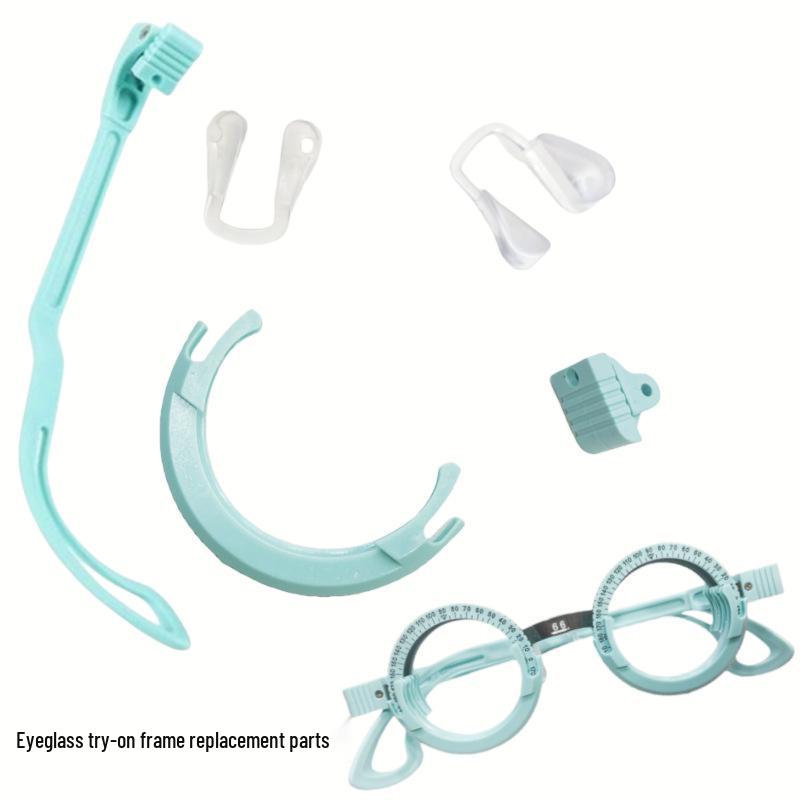 Eyeglasses Frame Replacement Accessories: Try-On Frame with Outer Ring, Nose Pad, and Degree Measuring Tools
