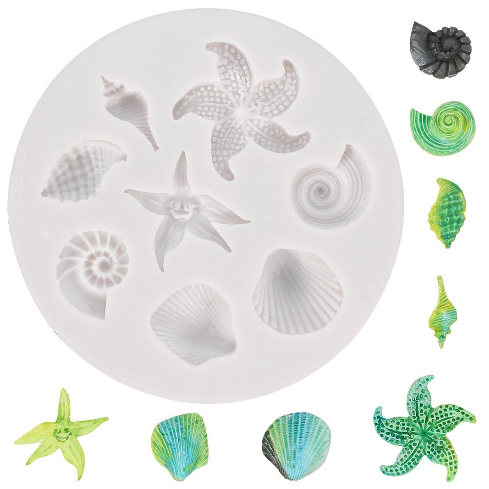 

Seashell Conch Starfish Fish Pastry Baking Mold for Cookie Candy Marine Theme Cake Fondant Silicone Mould
