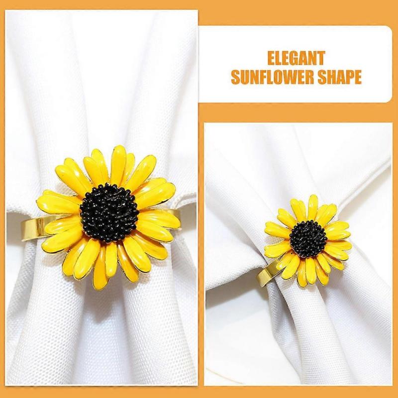 Fall Napkin Rings Sunflower for Wedding Table Settings 4Pcs Decor