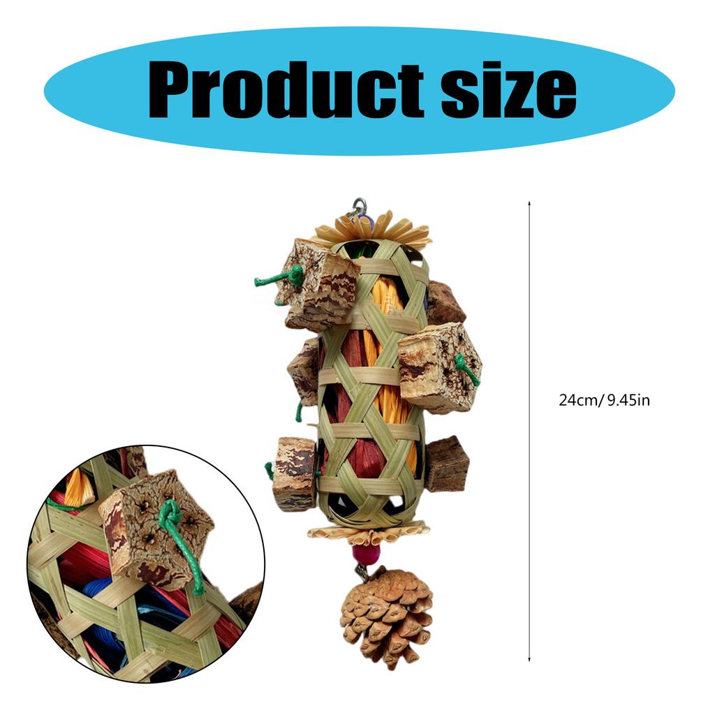 Small Animal Chew Toy for Bird Parrots Chewing Toy Cornhusk Woven Toy for Chewing Teeth Grinding Supplies