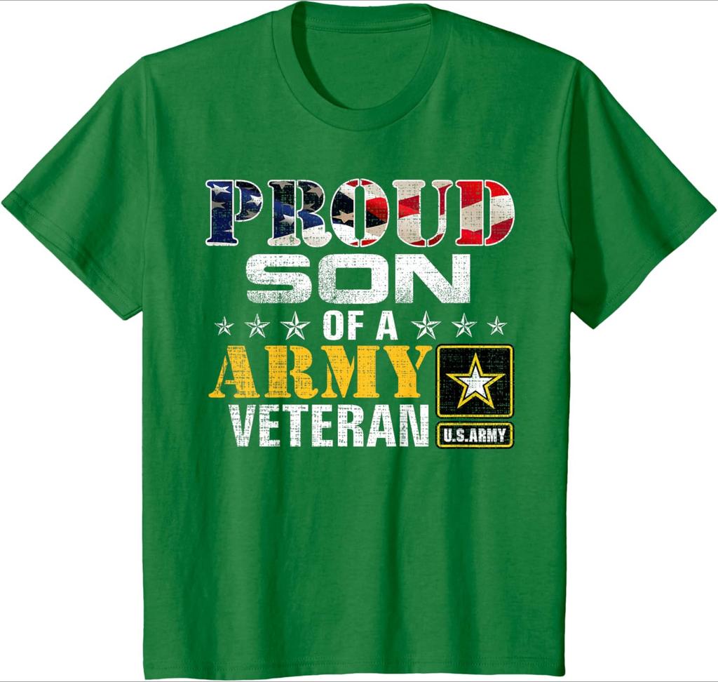 Proud Son Of A Army Veteran American Flag Military design100 cotton summer casual Oneck short sleeve printed mens Tshirt