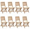 Folding Garden Chairs Set of 8 with Cushions Acacia Wood