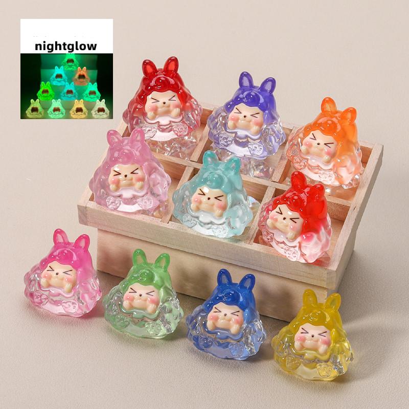 Kiki Lumious Resin Ornament Figures Blind Box Mini Toy Cartoon Doll Decor Car