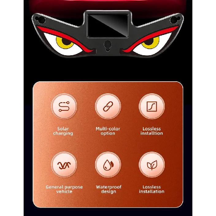 Solar Powered Car Demon Eye LED Neon Light USB Rechargeable Wireless Atmosphere Lamp Breathing Ambient Light for Vehicle Decor Neon Lights 4