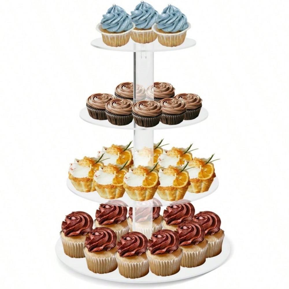 Cake Stand, Acrylic Round Cupcake Stand Clear Cupcake Tower Holder Display Stand for Party, Birthday, Wedding, Dessert, Shower Decor