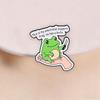 My Emotional Support Frog Badge Cute Green Froggy With Knife Enamel Pins Funny Meme Cartoon Animal Brooch Accessories Decor