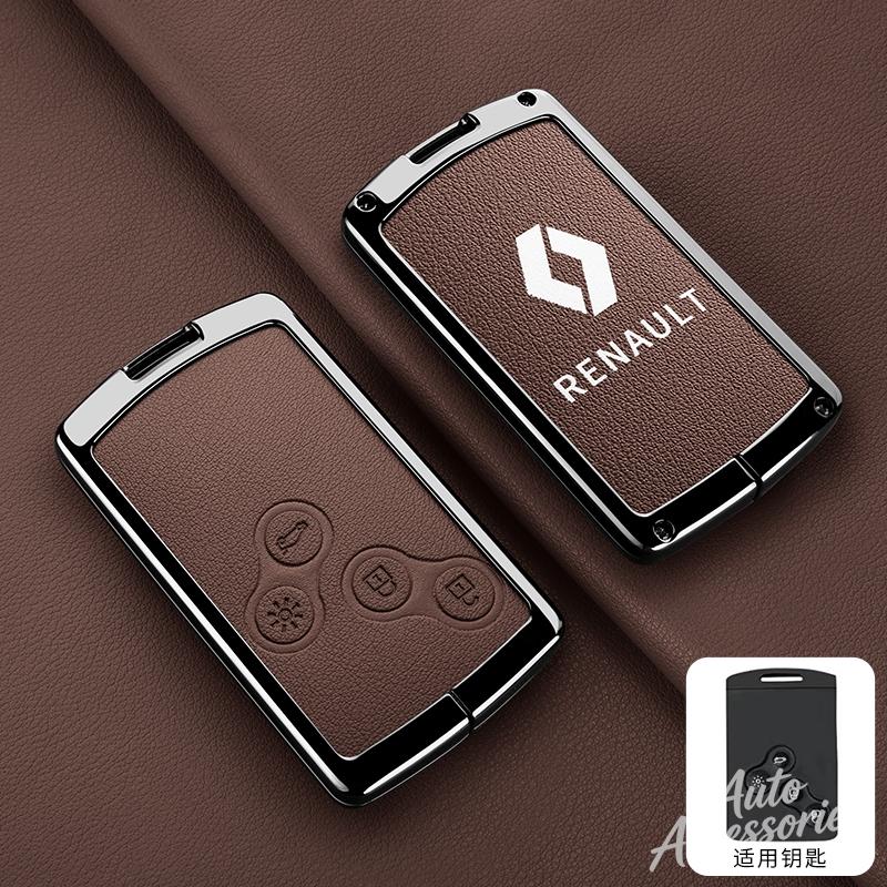 Metal Car Key Case For Renault Megane III Grand Scenic III Laguna III Koleos Fluence Clio Kangoo Latitude Leather Protect Shell Z666
