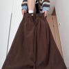 Calças de Veludo Cotelê Marrons de Cintura Alta e Perna Larga para Mulheres - Outono/Inverno 2025, Com Veludo, Estilo Casual Preguiçoso.