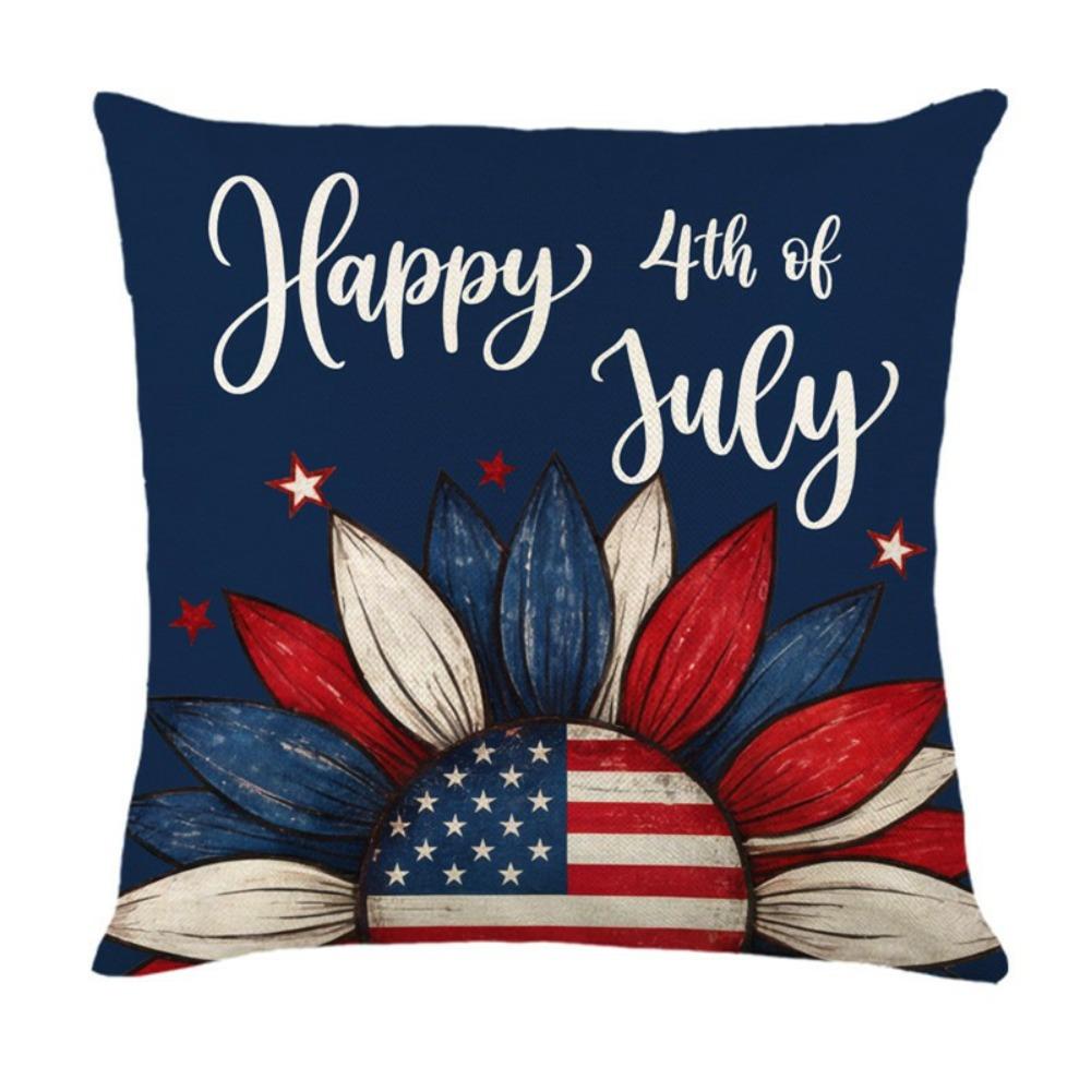 4pcs 4th of July Printed Home Decor Pillow Cover Bedroom Living Room Sofa Decoration Polyester Cushion Cover with Zipper