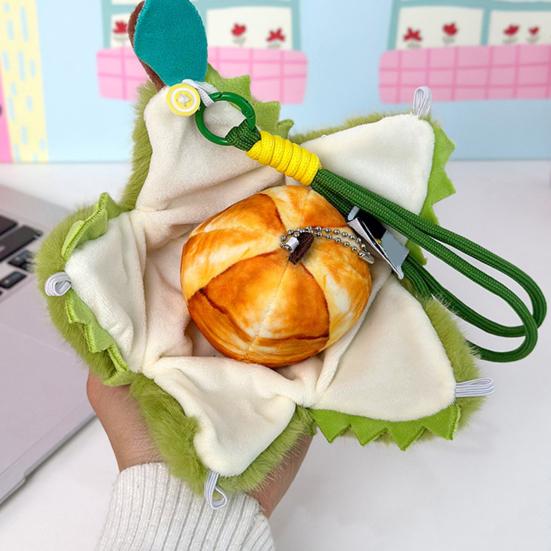Peelable Fruit Plush Keychain 3.54-Inch Stuffed Toy for Kids Adults Cute Orange Lemon Durian Shape Interactive Stress Relief Toy Bag Backpack