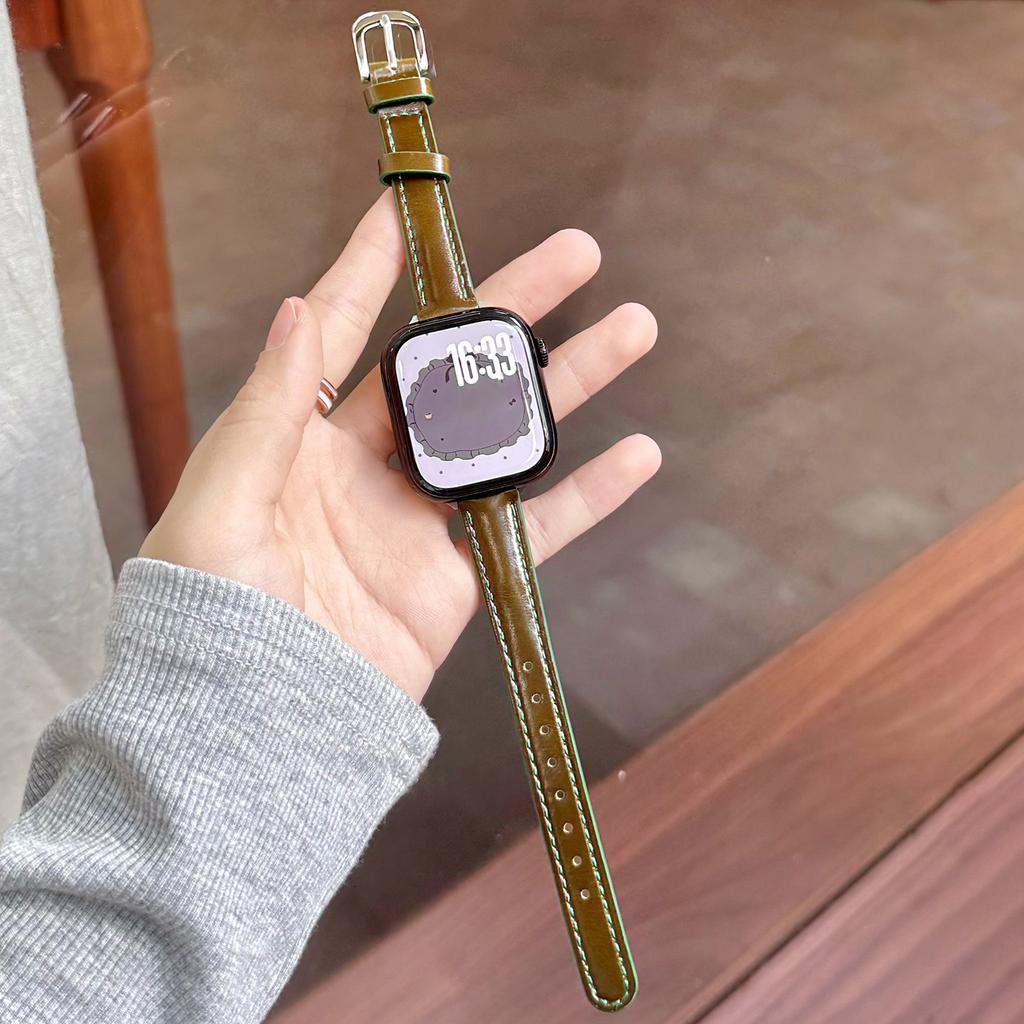 Hochwertiges geöltes Lederarmband für Apple Watch 49 46 45 44 42 41 40mm Mädchen Geschenk für IWatch Vollständige Serienmodelle S11 S10 S9 S8 S7