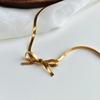 316L Stainless Steel Bow Collarbone Snake Bone Chain Necklace Fashion Personality Girl Exquisite  Gift Party Accessories