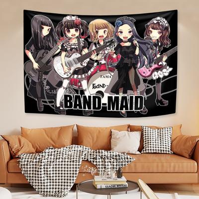 Japanese Girl Rock Band Tapestry Band Maids Home Decor Aesthetics Wall Hanging Large Fabric Background Cloth Dormitory Backdrop