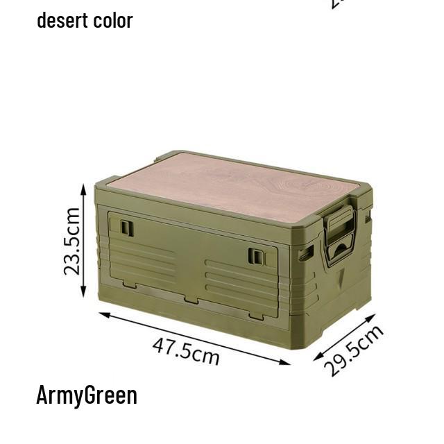 Foldable Outdoor Dustproof Storage Box - Large, Portable & Side-Opening, Ideal for Camping & Car Organization Desert Color