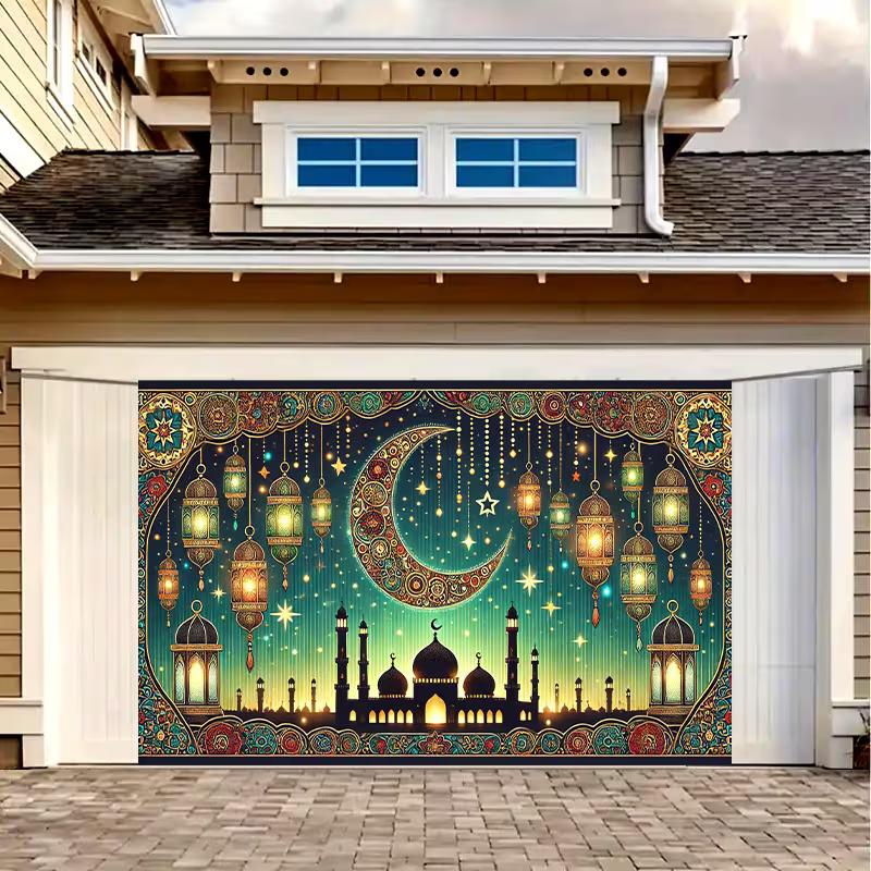 2D Islamic Mosque Ramadan Banner Lantern & Starry Night Themed Supplies