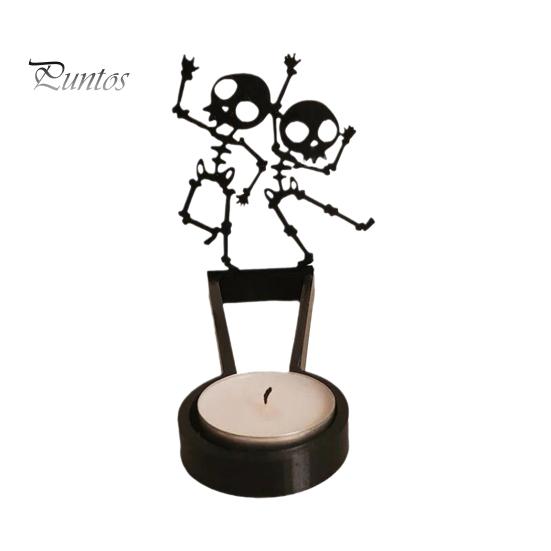 Halloween Candle Holder Metal Tealight Candle Holder with Scary Figure Silhouette Spooky Ghost Tealight Shadow Caster for Indoor Decor