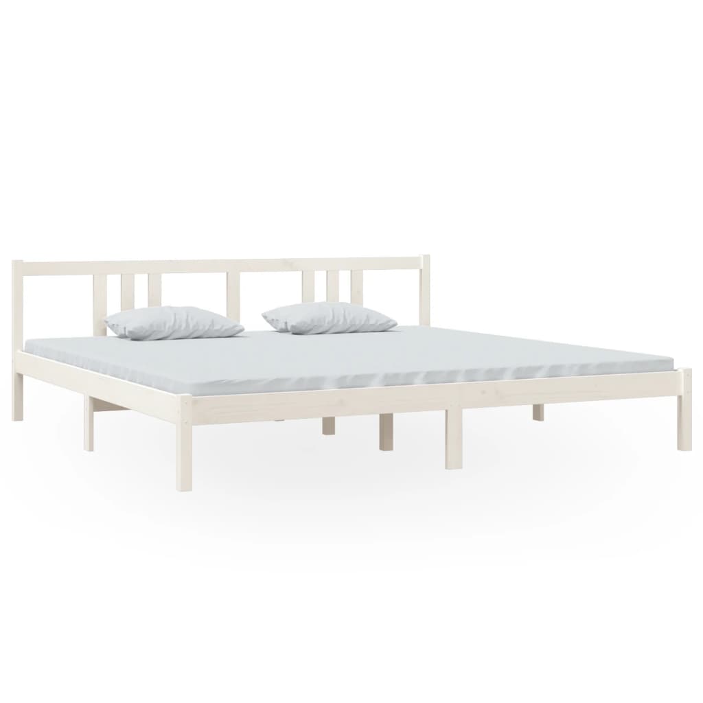 Solid Wood Bed White 200 x 200 cm