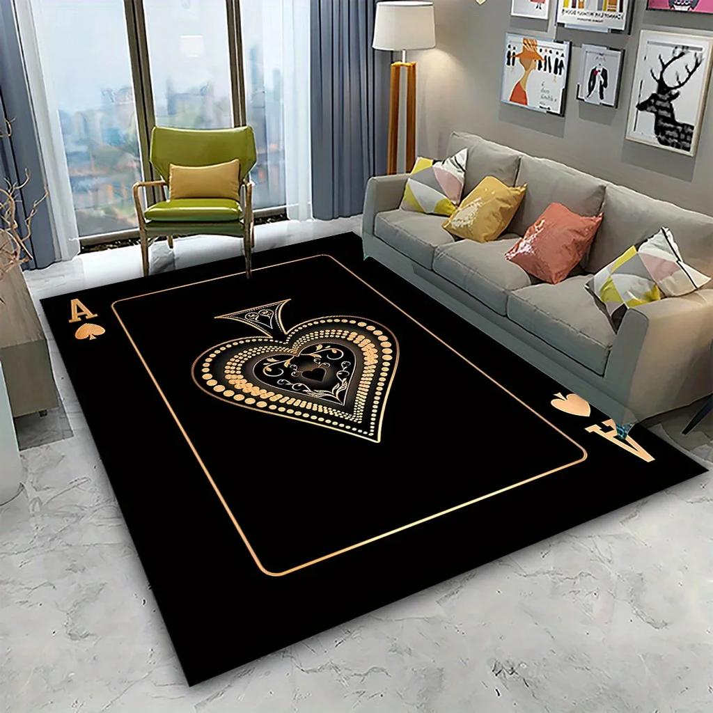 Tappeto con Motivo di Carta da Gioco Asso di Cuori per Soggiorno Antiscivolo Camera da Letto Bordo Letto Divano Tappeto Area Morbido Tappetino da Pavimento Interno Decorazione Casa