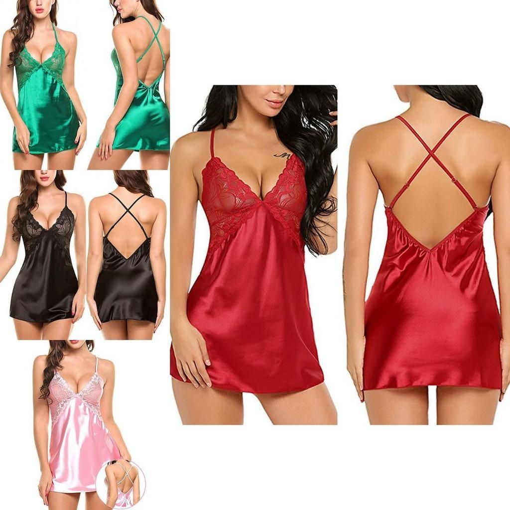 Elegant Women Lady Sexy Lace Sleepwear Satin Nightwear Lingerie Pajamas Suit Size S-xl For Ultimate Comfort