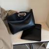 Solid Color Pu Leather Bag For Women's Fashi Large Capacity Hand-Held Bag For Work Commuting Clutch Tote Bag