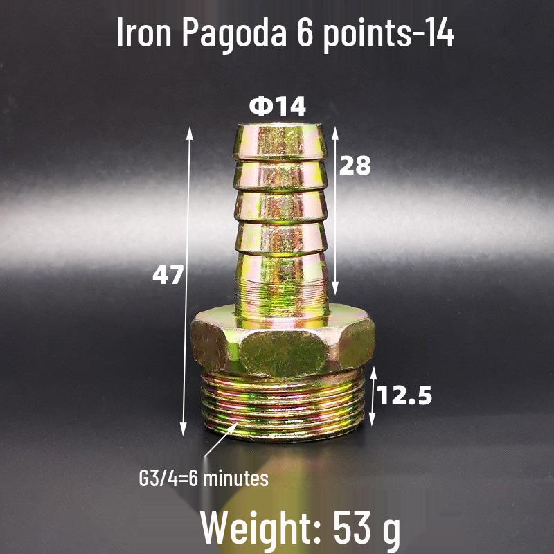 Iron-Plated Threaded Pagoda Hose Connector - Fits 1/2, 3/4, 3/8, 1/4, 1 Inch