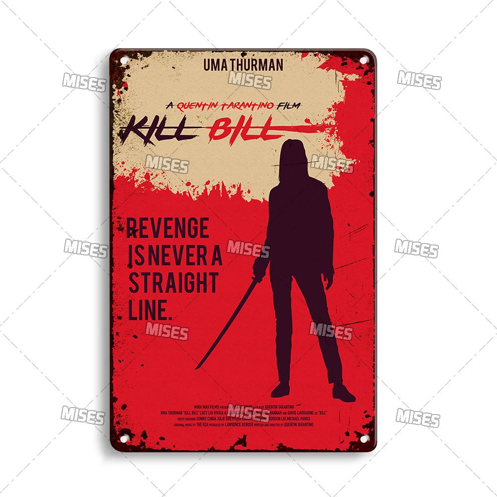 MISES Kill Bill:Sv.1 Klasický filmový bar Kovová cedule Vintage plakát Rezavý kovový talíř Průmyslový dekor Domov Kavárna Klub Kovová plaketa