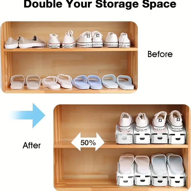 1PC Schuhschlitz-Organizer, verstellbares Schuhregal, doppellagiges Schuhregal, Schuhstapler, platzsparender Schuhhalter für den Schlafzimmerschrank im Wohnheim