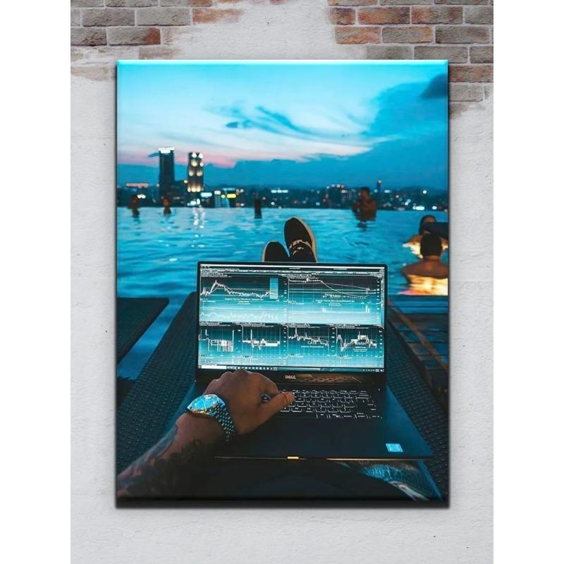 Money Banknotes Wall Art, Cash Decor Painting 20x30cm