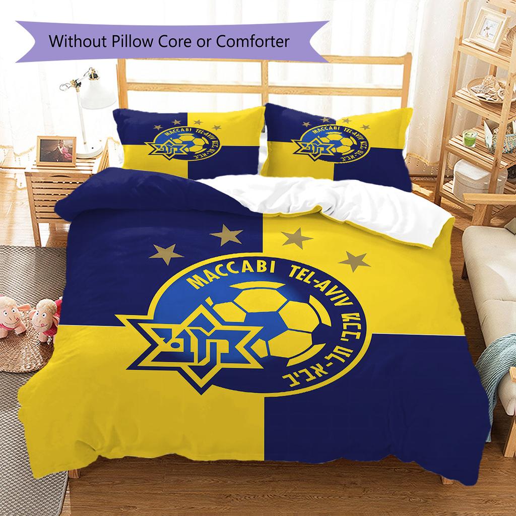 Maccabi Tel Aviv F.C Pattern Bedding,Quilt Set Quilt Cover Pillowcase Home Birthday Gift(1 * duvet cover + 2 * pillowcase, without core)