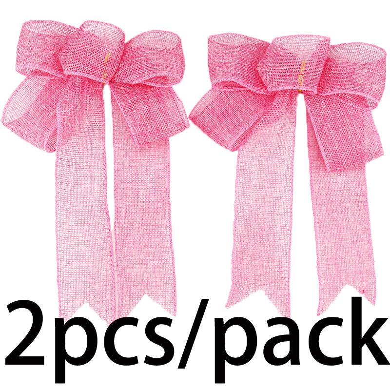 (2-teiliges Set/Packung) 24cm Bandschleife Weihnachtsbaumkranz Dekoration Leinen Schleife DIY Party Basteldekoration