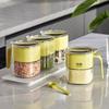 Simple Light Luxury Seasoning Box With Spoon,Food Grade Thickened Lead-free Glass,Transparent Flip Design, Comfortable Handle